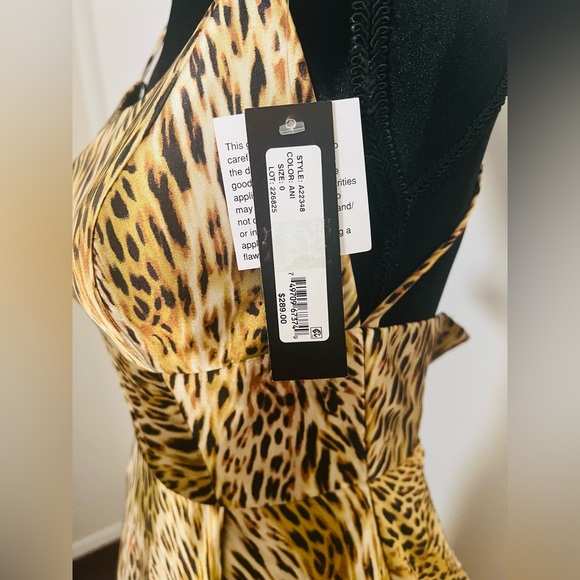 Betsy & Adam Satin Leopard Animal Print Long Gown Size 0 new with tag. - Picture 9 of 14